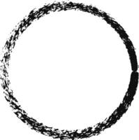 Hand drawn black paint brush stroke in the shape of a circle, creating a grunge and textured frame on a white background, ideal for adding a raw and artistic touch to designs vector