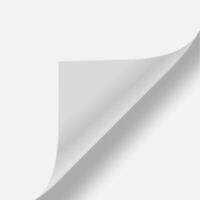 White sheet of paper with curled corner creating a diagonal shadow, perfect for showcasing content or adding a touch of realism to designs vector