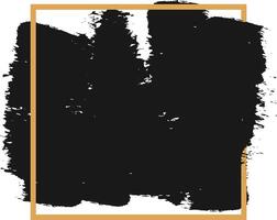 Bold black brush stroke painting with a gold border creates a striking contrast on a clean white background, perfect for adding a touch of modern art to any design vector