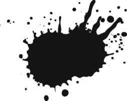 Large black ink splatters dramatically against a pristine white backdrop, forming an intriguing abstract shape with dynamic lines and droplets vector