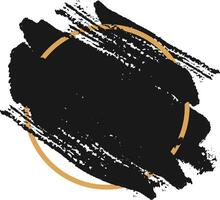 Golden circle surrounding black paintbrush stroke creating an abstract and artistic design, ideal for modern and minimalist projects vector