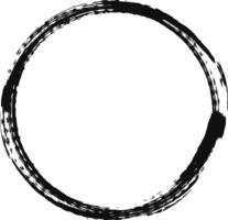 Hand drawn black paint brush stroke circle frames an empty white space, adding creativity to any design with a grunge texture and minimalist aesthetic vector