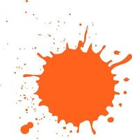 Vibrant orange paint splashes and drips on a white background, creating a colorful abstract design with dynamic splatters vector