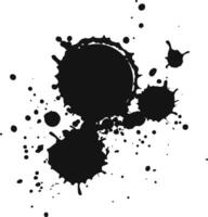 Black ink splatters create various abstract shapes and textures against a clean white background, offering a striking visual contrast and a sense of artistic expression vector