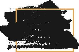 Bold black brush stroke with a textured, grunge effect is framed by a sleek gold border, creating a striking contrast and highlighting artistic expression vector