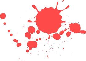 Dynamic paint splash in vibrant red against a clean white backdrop, creating an abstract composition with splatters and droplets, ideal for artistic and design projects vector