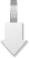 Sleek white downward arrow bookmark with a shiny metallic ribbon, perfect for marking pages in books or documents vector