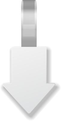 Sleek white downward arrow bookmark with a shiny metallic ribbon, perfect for marking pages in books or documents