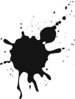 Black ink is splashing on a white background, creating an abstract shape with drips and splatters, perfect for grunge designs or artistic backgrounds vector