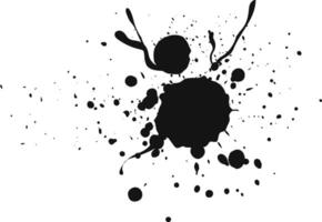 Black ink splatters artistically on a white background, creating an abstract design with varying shapes and sizes of ink droplets vector