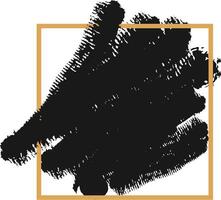 Large textured black brush stroke painting filling the frame with a gold border, creating an abstract and artistic design element vector