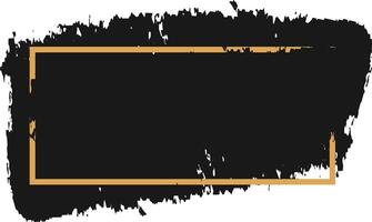Black grunge brush stroke background with gold border framing empty space for text or design, perfect for adding a touch of modern elegance to any project vector