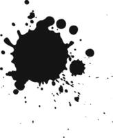 Black ink splatters on white background, creating abstract shape with grunge and modern design elements. Ink adds texture, depth, and visual impact vector