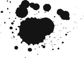 Black ink splattering on white background creates abstract shapes, adding grunge and energy. Dynamic and visually striking art with chaotic arrangement vector