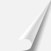 White sheet of paper curling upwards from bottom right corner, casting a subtle shadow beneath, creating a minimalist and elegant backdrop vector