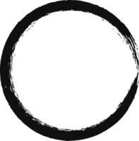 Hand drawn black brush stroke forms a perfect circle, adding an artistic touch to designs and projects with its textured and imperfect edge vector