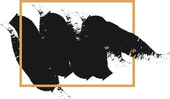 Abstract black brush stroke painting in a gold frame on a white background, creating a stylish contemporary art piece with elegant textures and shapes, perfect for modern spaces vector