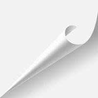 White page corner is peeling up from the bottom left corner, curling over to reveal the reverse side of the sheet, creating a dynamic and intriguing visual element vector