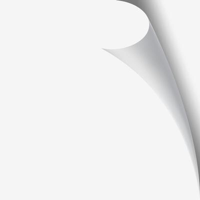 Realistic illustration of a curled white paper corner creating a shadow effect on an empty background, offering a simple yet elegant design