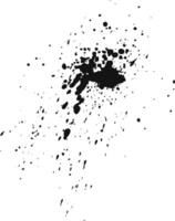 Black ink splatters dramatically against a pristine white backdrop, forming an intriguing abstract design with varying droplet sizes and densities vector