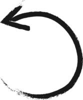 Black circular arrow drawn with a rough brush stroke symbolizes continuous motion and direction, perfect for design projects vector