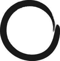 Hand drawn black circle painted with a brush represents a symbol of zen, perfection, and eternity, creating a powerful visual statement on a clean white background vector