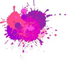 Vibrant splashes and splatters of pink and purple paint create an energetic and dynamic abstract design on a clean white background, perfect for adding a pop of color and artistic flair vector
