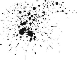 Black ink splattering on a white background, creating an abstract design representing artistic mess, chaos, or a creative explosion, suitable for backgrounds, textures, or grunge effects vector