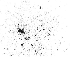Black ink splatters create a dynamic and abstract texture on a clean white background, offering a versatile design element for various creative projects vector