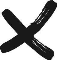 Grungy black x painted on white background symbolizes rejection and disagreement, creating a powerful image of failure and removal vector