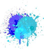 Bright blue and purple paint splatters creating a vibrant and dynamic abstract design on a clean white background, ideal for adding an artistic touch to various projects vector