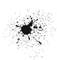 Black ink splattering on a white background creating an abstract shape, perfect for grunge designs, artistic backgrounds, or creative projects vector
