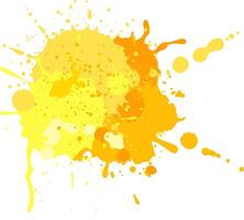 Vibrant mix of yellow and orange paint splatters on white background, creating energetic, modern pattern vector