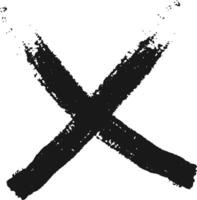 Grunge cross on white background symbolizes rejection, disagreement, and refusal vector