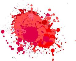 Red and pink paint is splattered across a white background, creating an abstract design with drips and drops of varying sizes and shades vector