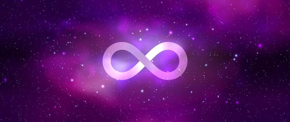 Infinity symbol on space background. Mystical illustration