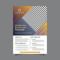 An A4 size business flyer is perfect for promotions. Its spacious design allows for vibrant visuals, clear text, and impactful messaging to engage your audience effectively. vector