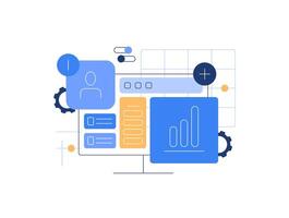 PC work, user interface and personal profile vector