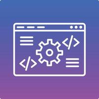 A computer screen with gears and code on it vector