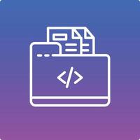 A white and purple icon with a folder and a computer vector