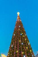 Background with blur on the theme of Christmas or New Year with toys and shining elements photo