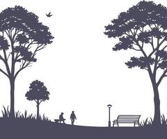 Spring in park bench illustration vector