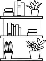 a book shelf with books vector