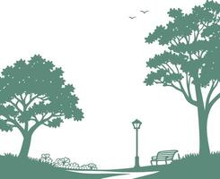 tree bench illustration vector