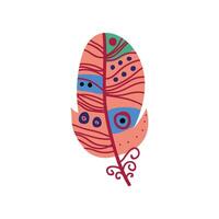 Bright Bird Feather with Patterns, Beautiful Decoration Element Illustration vector
