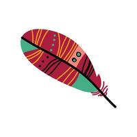 Bright Bird Feather with Colorful Patterns, Decoration Element Illustration vector