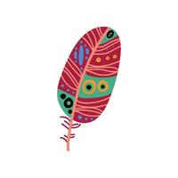 Colored Bright Bird Feather with Patterns, Decoration Element Illustration vector
