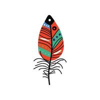 Bright Bird Feather with Colorful Patterns, Beautiful Decoration Element Illustration vector