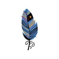 Bird Feather with Patterns in Blue Colors, Beautiful Decoration Element Illustration vector