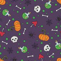Trendy festive saemless Halloween pattern. Good for wrapp, background, design vector